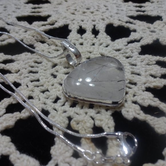 Beautiful "TOURMALINE QUARTZ" Handmade Sterling Pendant/Chain #138B - Picture 3 of 3